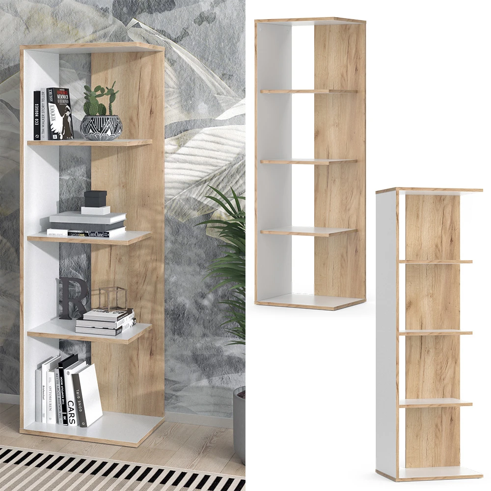 Bücherregal "Paco" Weiß/Goldkraft Eiche 44 X 139.7 Cm Vicco 3 Bücherregal "Paco" Weiß/Goldkraft Eiche 44 X 139.7 Cm Vicco – Bild 2