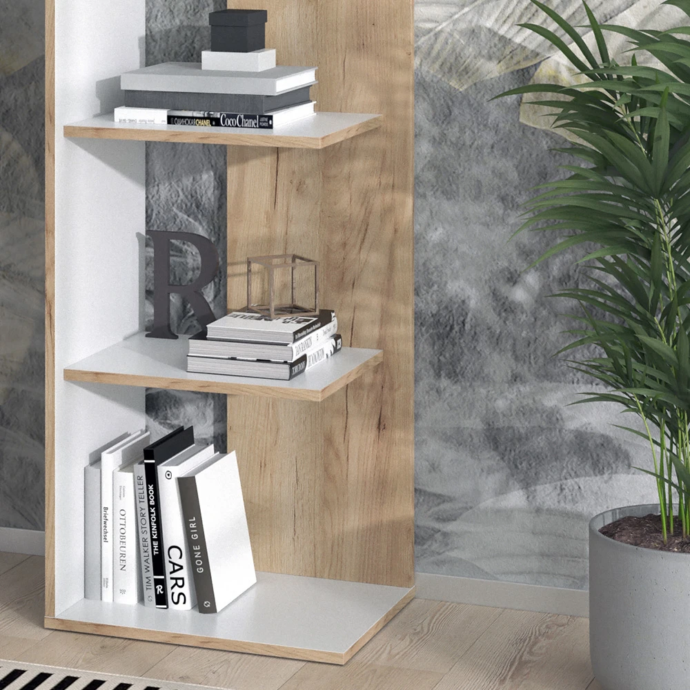 Bücherregal "Paco" Weiß/Goldkraft Eiche 44 X 139.7 Cm Vicco 6 Bücherregal "Paco" Weiß/Goldkraft Eiche 44 X 139.7 Cm Vicco – Bild 5