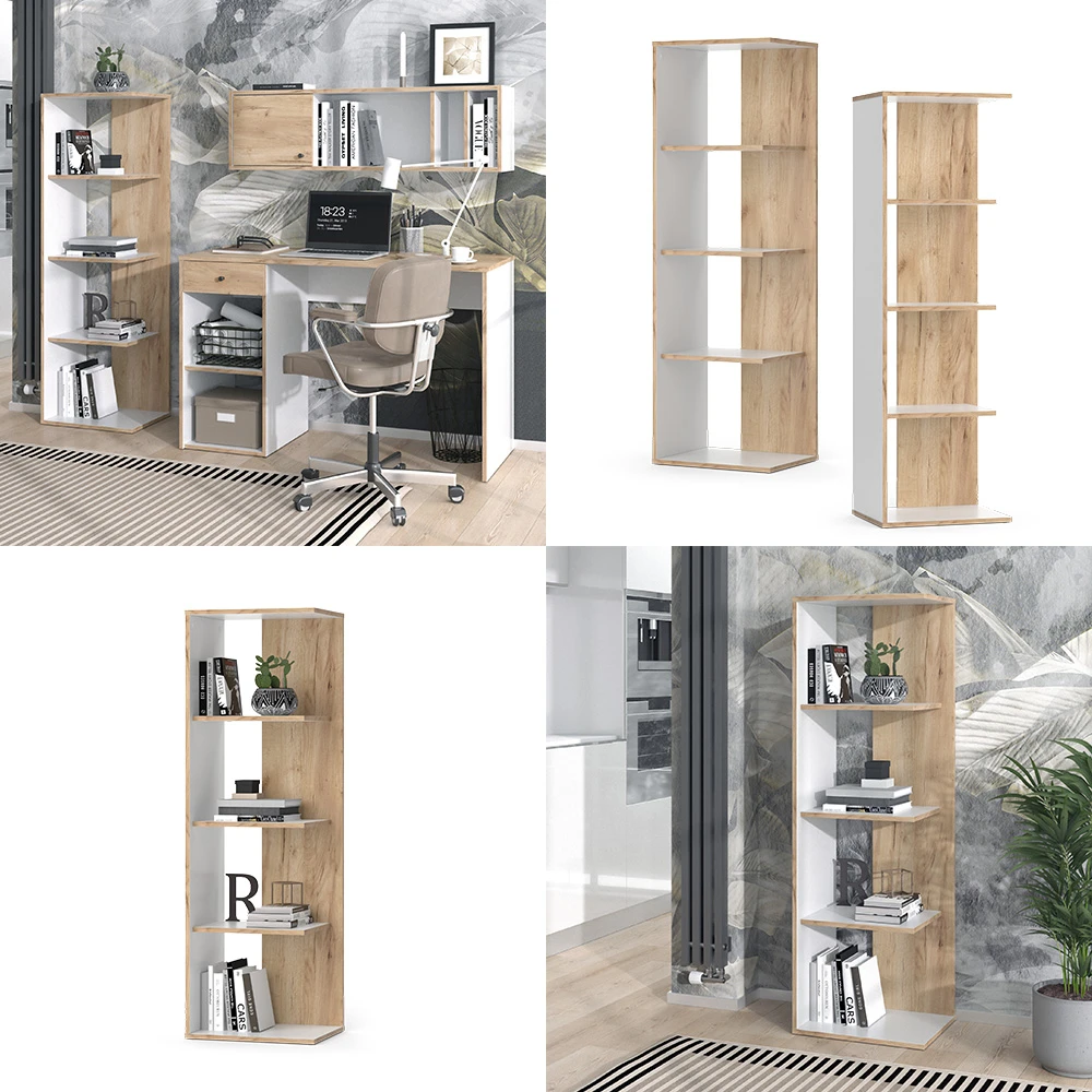 Bücherregal "Paco" Weiß/Goldkraft Eiche 44 X 139.7 Cm Vicco 9 Bücherregal "Paco" Weiß/Goldkraft Eiche 44 X 139.7 Cm Vicco – Bild 8