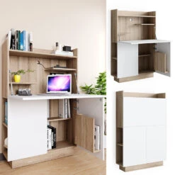 Sekretär Schreibtisch "Alena" Sonoma/Weiß 85 X 27 Cm Vicco -Vicco 20230720 m4363 02 ol