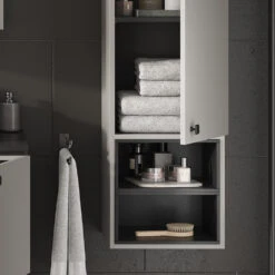 Badschrank "Gerta" Grau/Schwarz 37.5 X 150 Cm Mit Tür Und Offenen Fächern Vicco -Vicco 20230816 m5702 05 ol