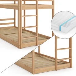 Etagenbett "Maja" Naturholz 90x200 Cm Mit 2 Matratzen Vitalispa -Vicco 20230816 m5794 mat 06 ol