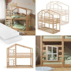 Etagenbett "Maja" Naturholz 90x200 Cm Mit 2 Matratzen Vitalispa -Vicco 20230816 m5794 mat 08 ol