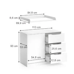 Wickelkommode "Ruben" Weiß 113 X 93 Cm Mit Wickelaufsatz Vicco -Vicco 20230816 m5900 03 ol