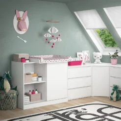 Wickelkommode "Ruben" Weiß 113 X 93 Cm Mit Wickelaufsatz Vicco -Vicco 20230816 m5900 04 ol