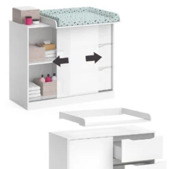 Wickelkommode "Ruben" Weiß 113 X 93 Cm Mit Wickelaufsatz Vicco -Vicco 20230816 m5900 06 ol