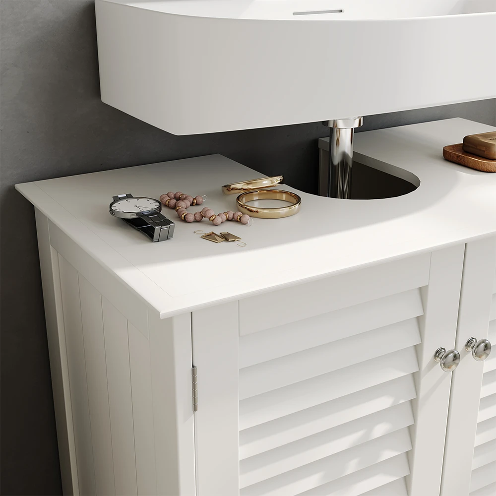 Waschbeckenunterschrank "Riad" Weiß 60 X 58 Cm Mit 2 Türen Vicco 7 Waschbeckenunterschrank "Riad" Weiß 60 X 58 Cm Mit 2 Türen Vicco – Bild 5