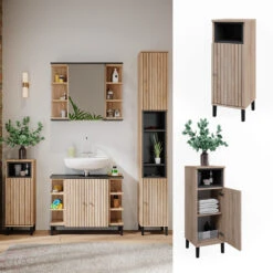 Vicco Midischrank "Aquis", Sonoma/Anthrazit, 30 X 86.8 Cm Mit Tür Und Offenem Fach -Vicco 20230907 m5816 02 ol