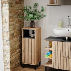 Vicco Midischrank "Aquis", Sonoma/Anthrazit, 30 X 86.8 Cm Mit Tür Und Offenem Fach -Vicco 20230907 m5816 05 ol