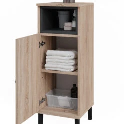 Vicco Midischrank "Aquis", Sonoma/Anthrazit, 30 X 86.8 Cm Mit Tür Und Offenem Fach -Vicco 20230907 m5816 06 ol