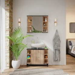 Vicco Badmöbel Set "Aquis", Sonoma/Anthrazit, 2 Teile -Vicco 20230907 m5950 04 ol