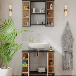 Vicco Badmöbel Set "Aquis", Sonoma/Anthrazit, 2 Teile -Vicco 20230907 m5950 05 ol