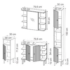 Vicco Badmöbel Set "Aquis", Sonoma/Anthrazit, 4 Teile -Vicco 20230907 m5953 03 ol