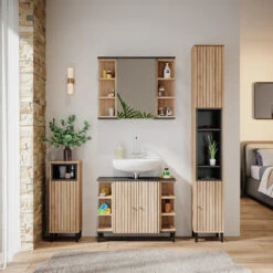 Vicco Badmöbel Set "Aquis", Sonoma/Anthrazit, 4 Teile -Vicco 20230907 m5953 04 ol