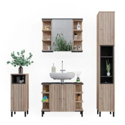 Vicco Badmöbel Set "Aquis", Sonoma/Anthrazit, 4 Teile -Vicco 20230907 m5953 07 ol