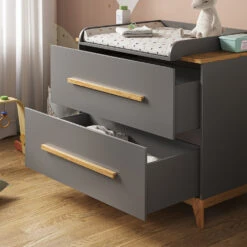 Wickelkommode "Malia" Grau/Eiche 108 X 98 Cm Mit 2 Schubladen Vitalispa -Vicco 20230907 m5974 05 ol