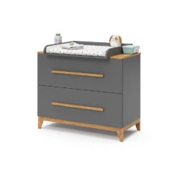 Wickelkommode "Malia" Grau/Eiche 108 X 98 Cm Mit 2 Schubladen Vitalispa -Vicco 20230907 m5974 07 ol