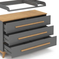 Wickelkommode "Malia" Grau/Eiche 133 X 98 Cm XL Mit 3 Schubladen Vitalispa -Vicco 20230907 m5976 06 ol