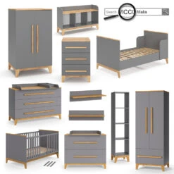 Wickelkommode "Malia" Grau/Eiche 133 X 98 Cm XL Mit 3 Schubladen Vitalispa -Vicco 20230907 m5976 08 ol