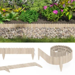OK-Living Rasenkante "Garten", Naturholz, 203 X 10 Cm 4 Meter -Vicco 20230921 g259 02 ol
