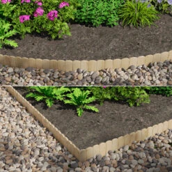 OK-Living Rasenkante "Garten", Naturholz, 203 X 10 Cm 4 Meter -Vicco 20230921 g259 05 ol