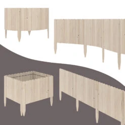 OK-Living Rasenkante "Garten", Naturholz, 203 X 30 Cm 4 Meter -Vicco 20230921 g261 07 ol