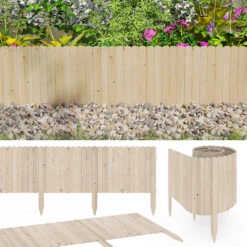 OK-Living Rasenkante "Garten", Naturholz, 203 X 40 Cm 4 Meter -Vicco 20230921 g262 02 ol