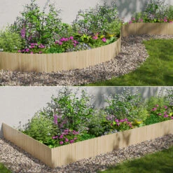 OK-Living Rasenkante "Garten", Naturholz, 203 X 40 Cm 4 Meter -Vicco 20230921 g262 04 ol