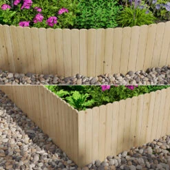 OK-Living Rasenkante "Garten", Naturholz, 203 X 40 Cm 4 Meter -Vicco 20230921 g262 05 ol