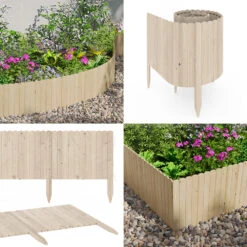 OK-Living Rasenkante "Garten", Naturholz, 203 X 40 Cm 4 Meter -Vicco 20230921 g262 08 ol