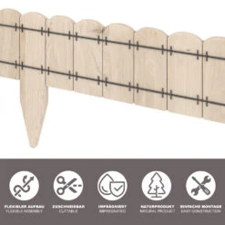 OK-Living Rasenkante "Garten", Naturholz, 203 X 10 Cm 10 Meter -Vicco 20230921 g263 06 ol