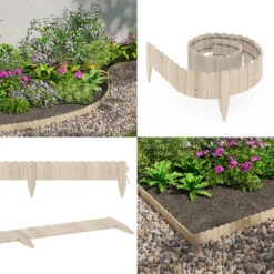OK-Living Rasenkante "Garten", Naturholz, 203 X 10 Cm 10 Meter -Vicco 20230921 g263 08 ol