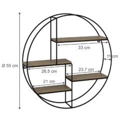 Vicco Wandregal "Fyrk", Eiche/Schwarz, 55 X 55 Cm Rund -Vicco 20230921 m5805 03 ol