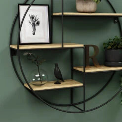 Vicco Wandregal "Fyrk", Eiche/Schwarz, 55 X 55 Cm Rund -Vicco 20230921 m5805 05 ol