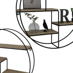 Vicco Wandregal "Fyrk", Eiche/Schwarz, 55 X 55 Cm Rund -Vicco 20230921 m5805 06 ol