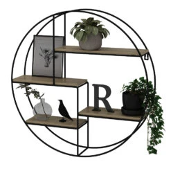 Vicco Wandregal "Fyrk", Eiche/Schwarz, 55 X 55 Cm Rund -Vicco 20230921 m5805 07 ol