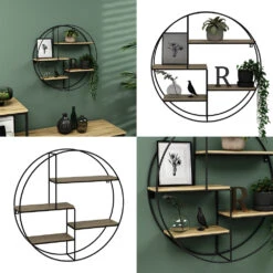 Vicco Wandregal "Fyrk", Eiche/Schwarz, 55 X 55 Cm Rund -Vicco 20230921 m5805 08 ol