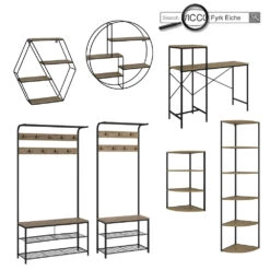 Vicco Wandregal "Fyrk", Eiche/Schwarz, 55 X 55 Cm Rund -Vicco 20230921 m5805 09 ol