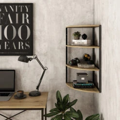 Vicco Wandregal "Fyrk", Eiche/Schwarz, 30 X 60 Cm 3 Ebenen -Vicco 20230921 m5809 04 ol