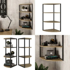 Vicco Wandregal "Fyrk", Eiche/Schwarz, 30 X 60 Cm 3 Ebenen -Vicco 20230921 m5809 08 ol