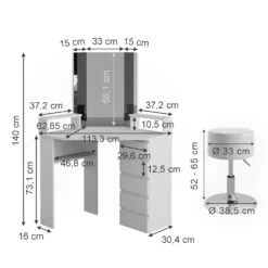 Eckschminktisch "Tilda" Weiß 113.3 Cm Mit Hocker Vicco -Vicco 20231027 m4261 hw 03 ol