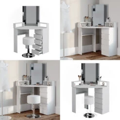 Eckschminktisch "Tilda" Weiß 113.3 Cm Mit Hocker Vicco -Vicco 20231027 m4261 hw 08 ol