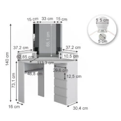 Eckschminktisch "Tilda" Weiß 113.3 Cm Mit LED Beleuchtung Vicco -Vicco 20231027 m4261 l 03 ol