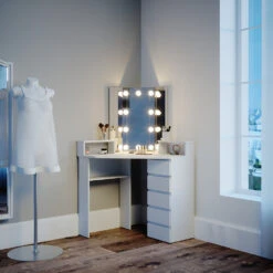 Eckschminktisch "Tilda" Weiß 113.3 Cm Mit LED Beleuchtung Vicco -Vicco 20231027 m4261 l 04 ol