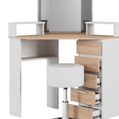 Eckschminktisch "Tilda" Weiß/Sonoma/Sonoma 113.3 Cm Mit Hocker Vicco -Vicco 20231027 m5421 hw 06 ol
