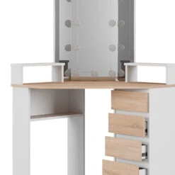 Eckschminktisch "Tilda" Weiß/Sonoma/Sonoma 113.3 Cm Mit LED Beleuchtung Vicco -Vicco 20231027 m5421 l 06 ol