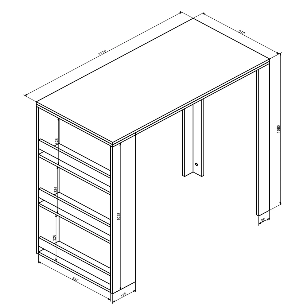 Bartisch Weiß/Anthrazit 57 X 117 Cm Mit 3 Extra Fächern Vicco 5 Bartisch Weiß/Anthrazit 57 X 117 Cm Mit 3 Extra Fächern Vicco – Bild 3
