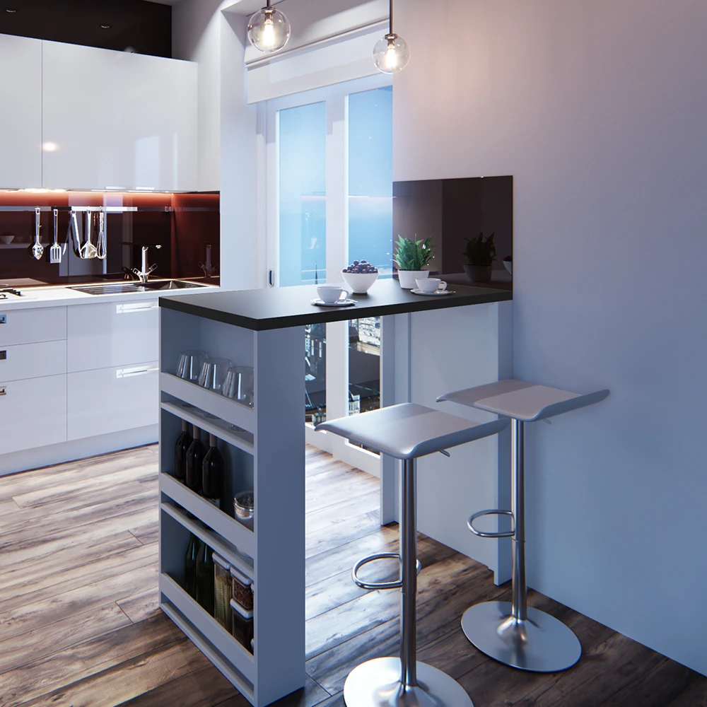 Bartisch Weiß/Anthrazit 57 X 117 Cm Mit 3 Extra Fächern Vicco 6 Bartisch Weiß/Anthrazit 57 X 117 Cm Mit 3 Extra Fächern Vicco – Bild 4