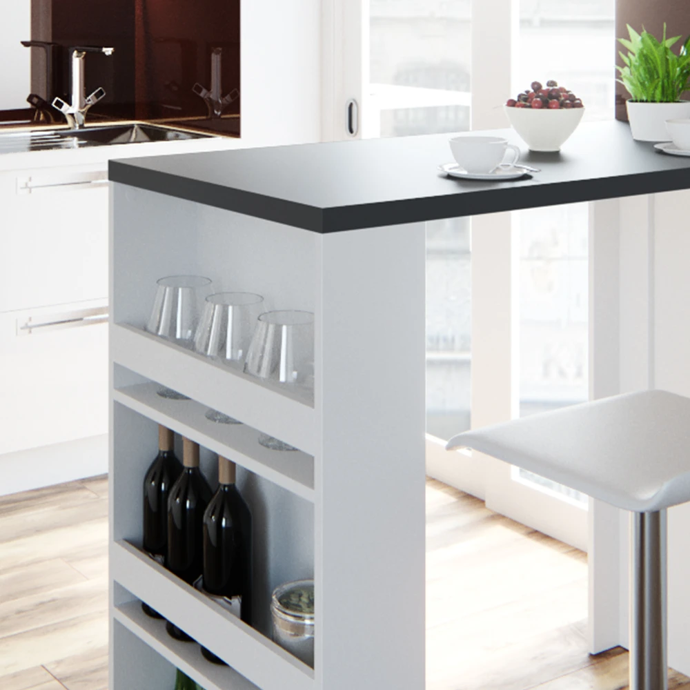 Bartisch Weiß/Anthrazit 57 X 117 Cm Mit 3 Extra Fächern Vicco 7 Bartisch Weiß/Anthrazit 57 X 117 Cm Mit 3 Extra Fächern Vicco – Bild 5