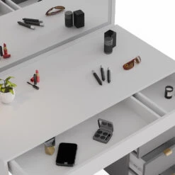 Vicco Schminktisch "Elise", Weiß/Grau, 115 Cm Mit LED-Spiegel -Vicco 20231123 m6211 sled 06 ol